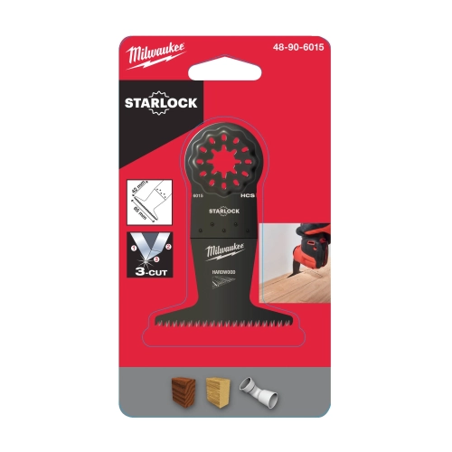 Brzeszczot 3-ostrzowy szeroki do cięcia wgłębnego twardego drewna Milwaukee STARLOCK 65x42 mm