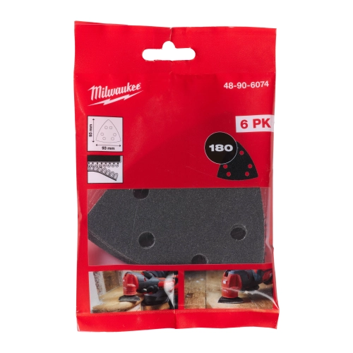 Papier ścierny na rzep do multitoola 93x93 mm ziarno 180 (6szt) Milwaukee