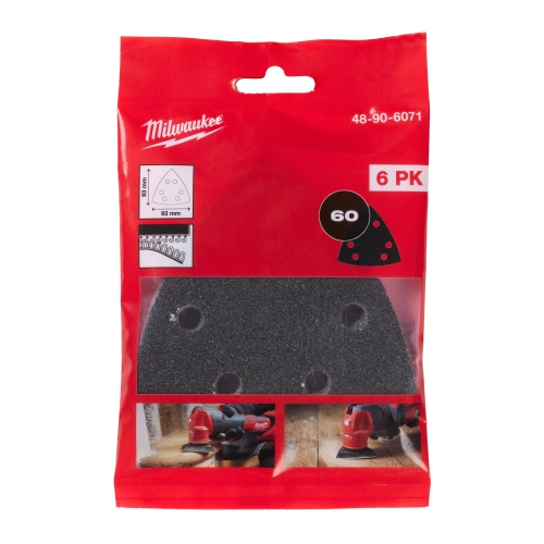 Papier ścierny na rzep do multitoola 93x93 mm ziarno 60 (6szt) Milwaukee