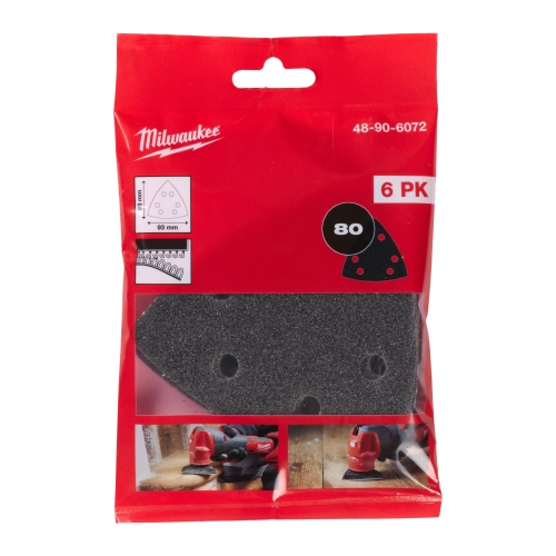 Papier ścierny na rzep do multitoola 93x93 mm ziarno 80 (6szt) Milwaukee
