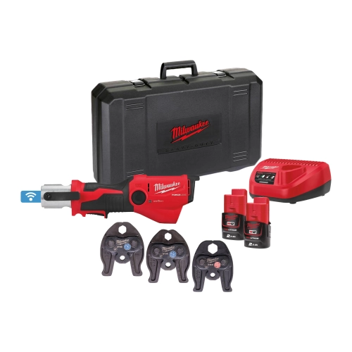 M12 ONEHPT-202C V-set 2 subkompaktowa zaciskarka FORCE LOGIC™ zestaw - (3 x szczęki V 14,16,22mm) ONE-KEY™ Milwaukee