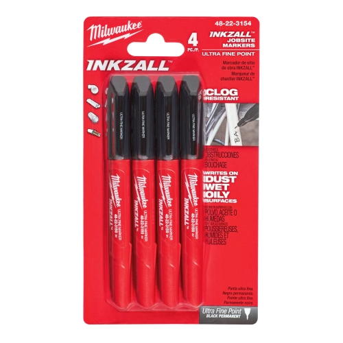 Markery cienkie czarne INKZALL (4szt) Milwaukee 48223154