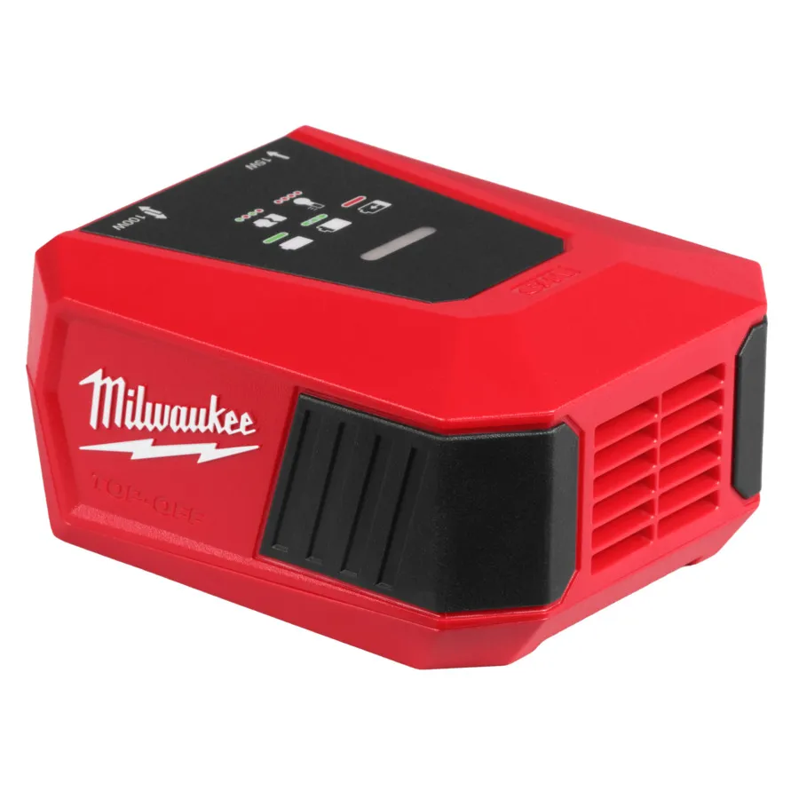 Miniładowarka M18 TC nałożona na akumulator, porty USB-C