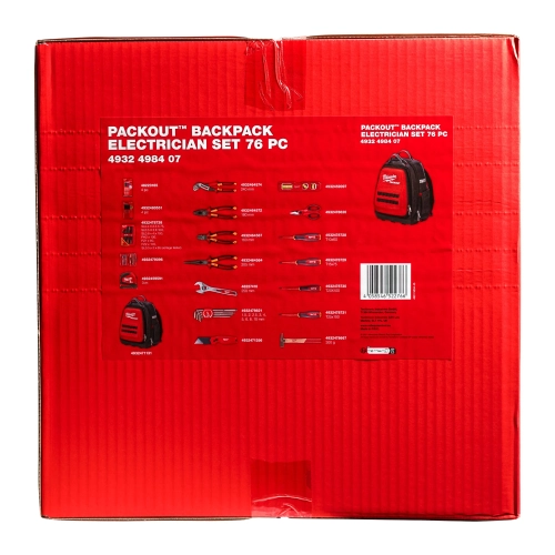 Zestaw narzędzi dla elektryków w plecaku PACKOUT 76el. Milwaukee 4932498407