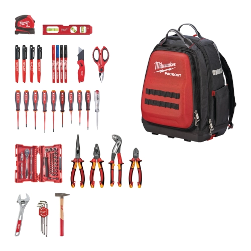 Zestaw narzędzi dla elektryków w plecaku PACKOUT 76el. Milwaukee 4932498407