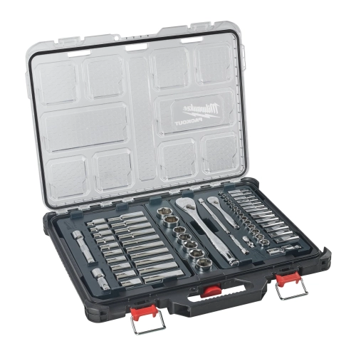 Zestaw nasadek 1/4″ i 1/2″ z grzechotką (63szt.) PACKOUT Milwaukee