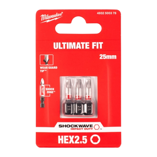 Bit udarowy Milwaukee SHOCKWAVE IMPACT DUTY HEX 2,5 / 25 mm (3szt)