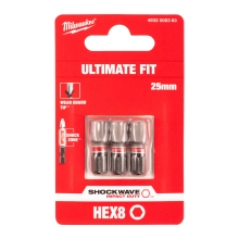 Bit udarowy Milwaukee SHOCKWAVE IMPACT DUTY HEX 8 / 25 mm (3szt) – widok 2 Bit udarowy Milwaukee SHOCKWAVE IMPACT DUTY HEX 8 / 25 mm (3szt) – widok 2