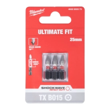Bit udarowy Milwaukee SHOCKWAVE IMPACT DUTY TORX BO 15 / 25 mm (3szt) – widok 2 Bit udarowy Milwaukee SHOCKWAVE IMPACT DUTY TORX BO 15 / 25 mm (3szt) – widok 2