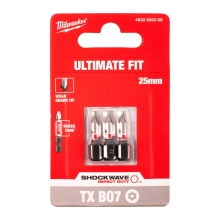 Bit udarowy Milwaukee SHOCKWAVE IMPACT DUTY TORX BO 7 / 25 mm (3szt) – widok 2 Bit udarowy Milwaukee SHOCKWAVE IMPACT DUTY TORX BO 7 / 25 mm (3szt) – widok 2