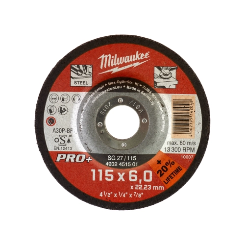 Tarcza do szlifowania metalu Milwaukee pro+ fi 115x6 mm SG 27