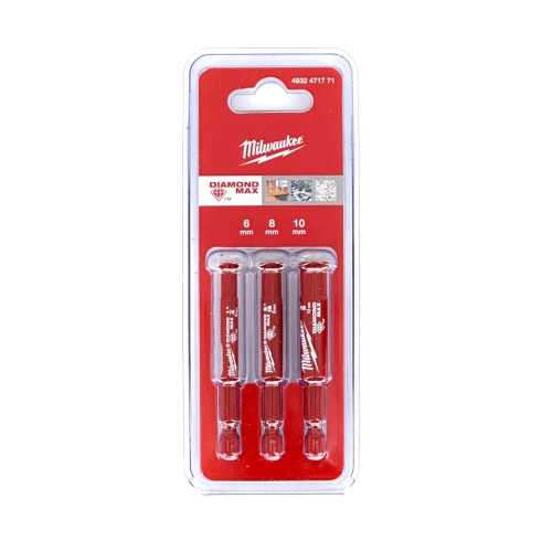 Zestaw wierteł 1/4″ do płytek Milwaukee DIAMOND MAX (3SZT)