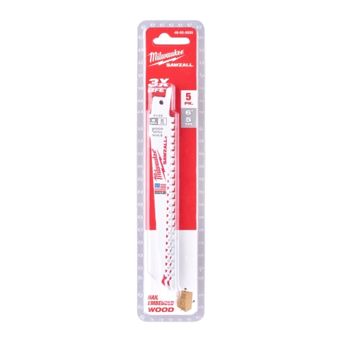Brzeszczot do drewna Milwaukee THIN KERF 150x5 TPI (5szt) – widok 2