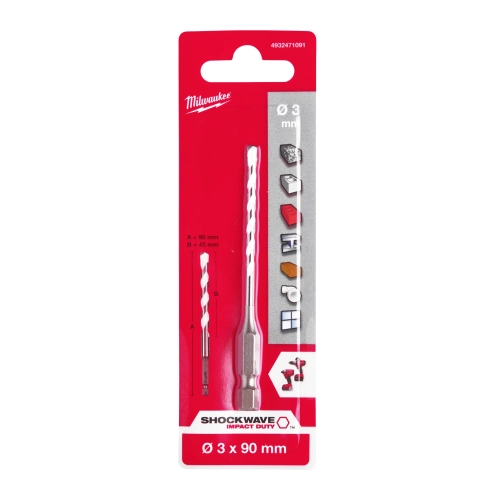 Wiertło uniwersalne Milwaukee HEX fi 3X90 mm