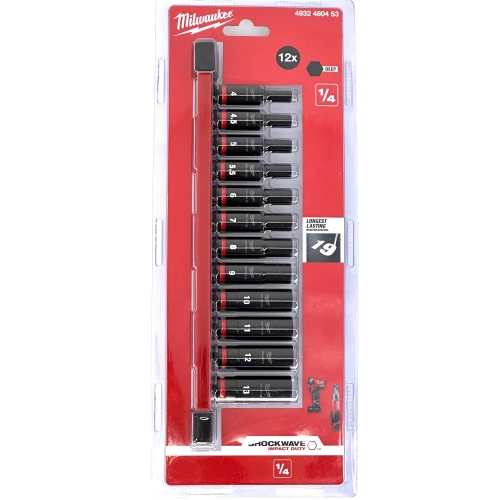 Zestaw nasadek udarowych 1/4″ Milwaukee SHOCKWAVE IMPACT DUTY (12szt)