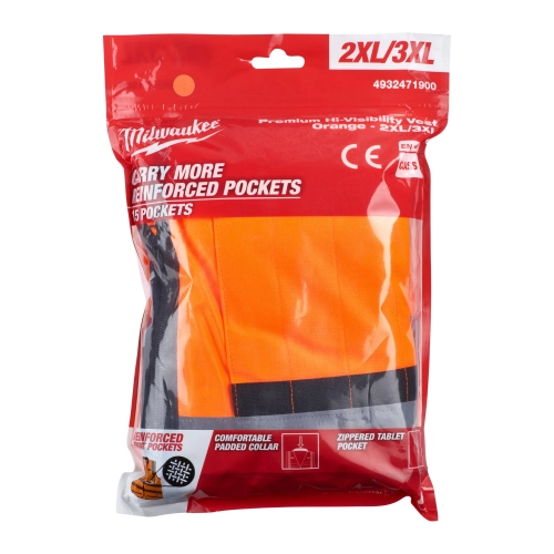 Kamizelka odblaskowa pomarańczowa Milwaukee PREMIUM 2XL/3XL – widok 7