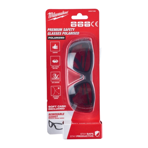 Okulary ochronne PREMIUM z uszczelką Milwaukee przyciemniane polaryzacyjne