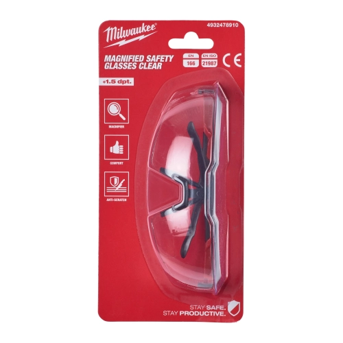 Okulary ochronne z soczewkami powiększającymi Milwaukee + 1,5