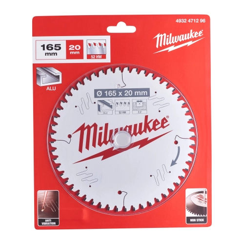 Tarcza pilarska do aluminium Milwaukee 165x20 mm 52 zęby – widok 2