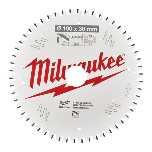 Tarcza pilarska do aluminium Milwaukee 190x30 mm 54 zęby