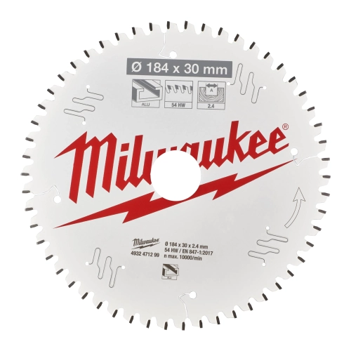 Tarcza pilarska do aluminium Milwaukee 184x30 mm 54 zęby