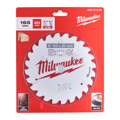 Tarcza pilarska do drewna Milwaukee 165x20 mm 24 zęby – widok 2