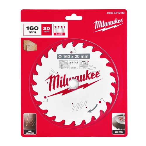 Tarcza pilarska do drewna Milwaukee 160x20 mm 24 zęby – widok 2