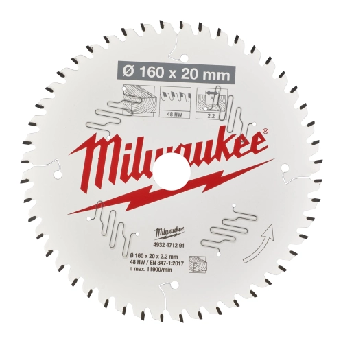 Tarcza pilarska do drewna Milwaukee 160x20 mm 48 zęby