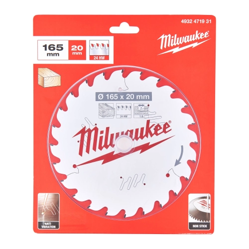 Tarcza pilarska do drewna Milwaukee 165x20 mm 24 zęby – widok 2