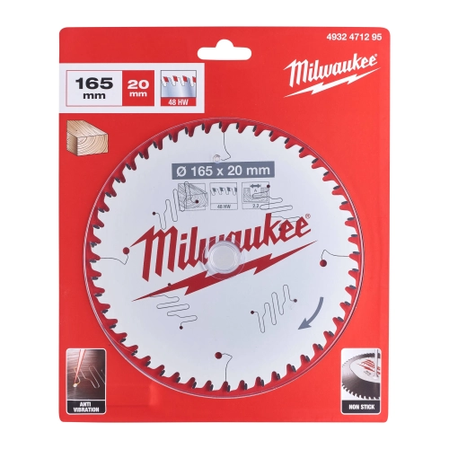 Tarcza pilarska do drewna Milwaukee 165x20 mm 48 zębów – widok 2