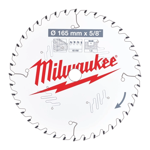 Tarcza pilarska do drewna Milwaukee 165mm x5/8″ 40 zębów
