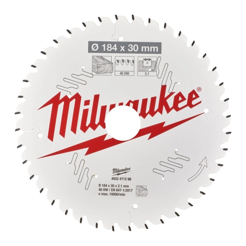 Tarcza pilarska do drewna Milwaukee 184x30 mm 40 zębów