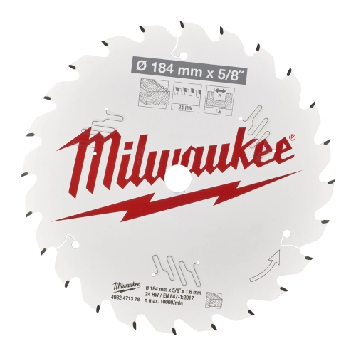 Tarcza pilarska do drewna Milwaukee 184mm x5/8″ 24 zęby