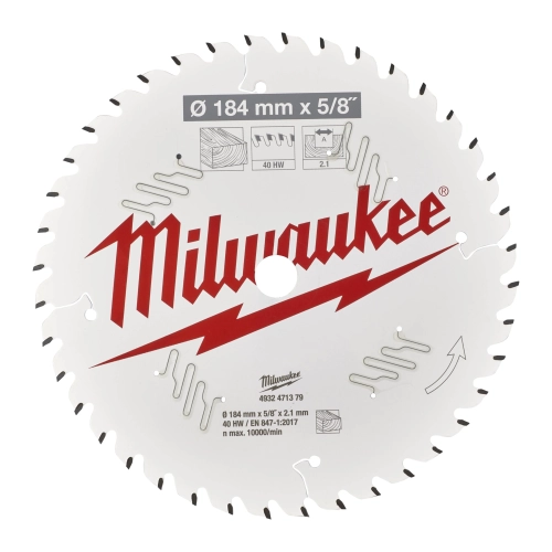 Tarcza pilarska do drewna Milwaukee 184mm x5/8″ 40 zębów