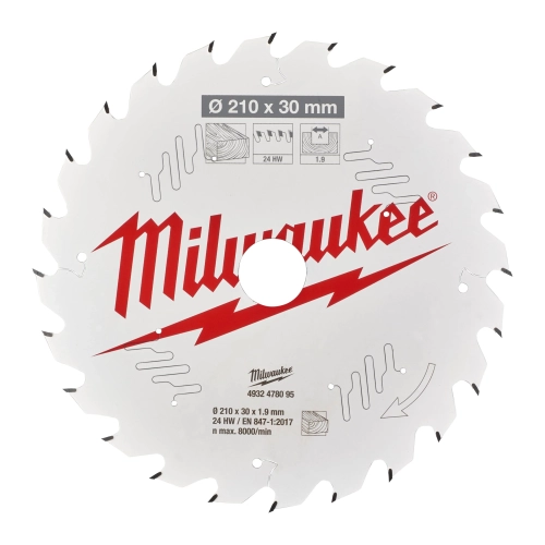 Tarcza pilarska do pił stołowych Milwaukee drewno 210x30 mm 24 zęby