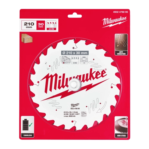 Tarcza pilarska do pił stołowych Milwaukee drewno 210x30 mm 24 zęby – widok 2