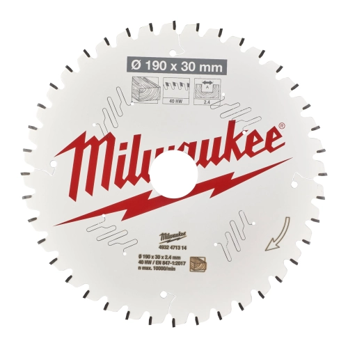 Tarcza pilarska do pił ukosowych drewno 190x30 mm 40 zębów Milwaukee