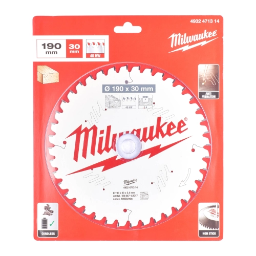 Tarcza pilarska do pił ukosowych drewno 190x30 mm 40 zębów Milwaukee – widok 2