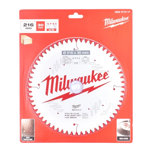 Tarcza pilarska do pił ukosowych drewno 216x30 mm 60 zębów Milwaukee – widok 2
