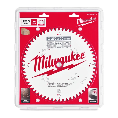 Tarcza pilarska do pił ukosowych drewno 250x30 mm 60 zębów Milwaukee – widok 2