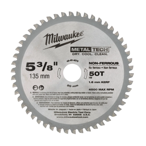 Tarcza pilarska tnąca do aluminium Milwaukee 135x20 mm 50 zębów