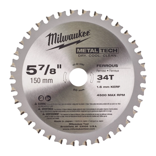 Tarcza pilarska tnąca do metalu Milwaukee 150x20 mm 34 zęby