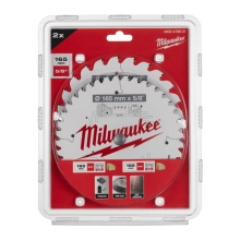 Zestaw tarcz do drewna Milwaukee twin pack 165 mm 5/8″ 24 i 40 zęby – widok 2