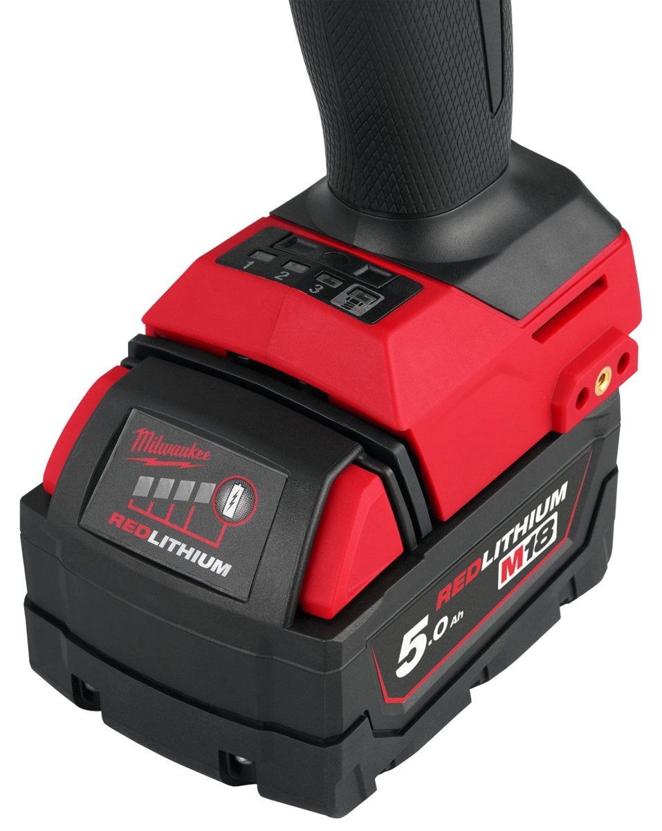 Panel DRIVE CONTROL na stopce klucza udarowego M18 FUEL: tryby 1, 2, 3 i tryb odkręcania