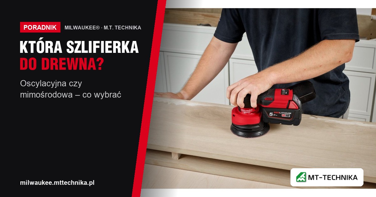 Szlifierka mimośrodowa M18 FUEL szlifuje drewniany blat