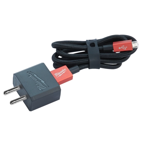 CUSB wtyczka sieciowa z gniazdem USB 2,1 A i pleciony przewód USB 90 cm Milwaukee