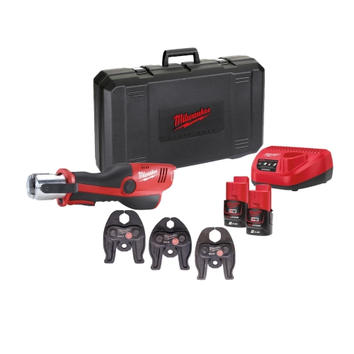 M12 HPT-202C M-SET subkompaktowa zaciskarka do rur FORCE LOGIC™ M12™ 19 kN, szczęki M 15/22/28, 2 × 2,0 Ah Milwaukee