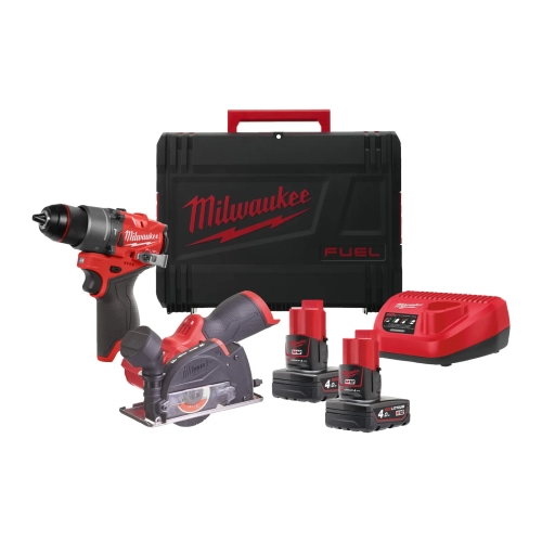 M12 FPP2G2-402X zestaw M12™ FUEL™: wiertarko-wkrętarka z udarem i przecinarka wielofunkcyjna, 2× 4,0 Ah, ładowarka, wali