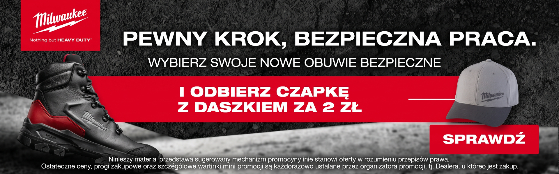 Kup buty MILWAUKEE i odbierz czapkę z daszkiem za 2 zł