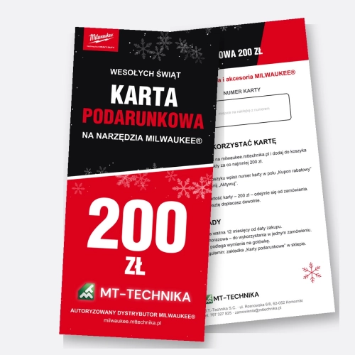 Karta podarunkowa Milwaukee 200 zł – edycja świąteczna